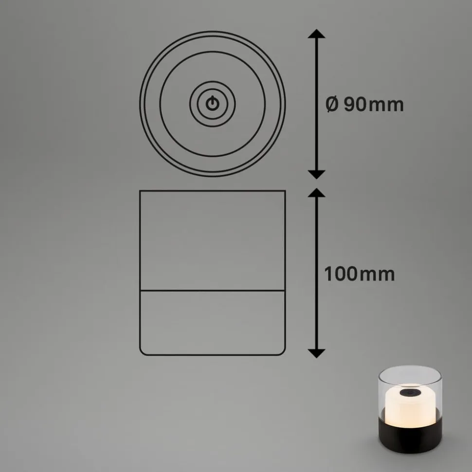 LED accu-tafellamp 7483 IP44 dimmer, zwart