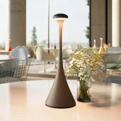 LED accu-tafellamp Nudrop, IP54, grafietgrijs