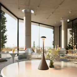 LED accu-tafellamp Nudrop, IP54, grafietgrijs