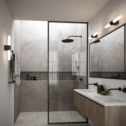 LED badkamer wandlamp Helva Double Basic, zwart