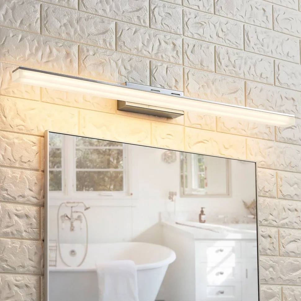 LED badkamer wandlamp Lucande, 46cm, chroom, metaal, IP44