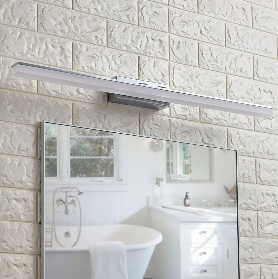 LED badkamer wandlamp Lucande, 46cm, chroom, metaal, IP44