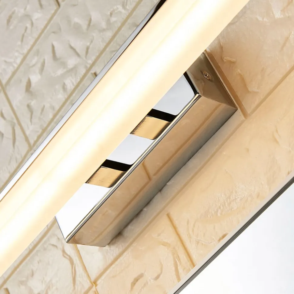 LED badkamer wandlamp Lucande, 46cm, chroom, metaal, IP44