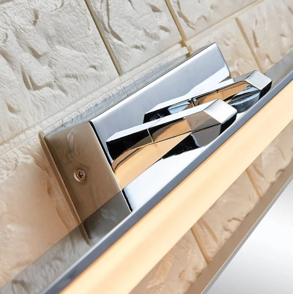 LED badkamer wandlamp Lucande, 46cm, chroom, metaal, IP44