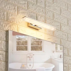 LED badkamer wandlamp Lucande, 32cm, chroom, metaal, IP44