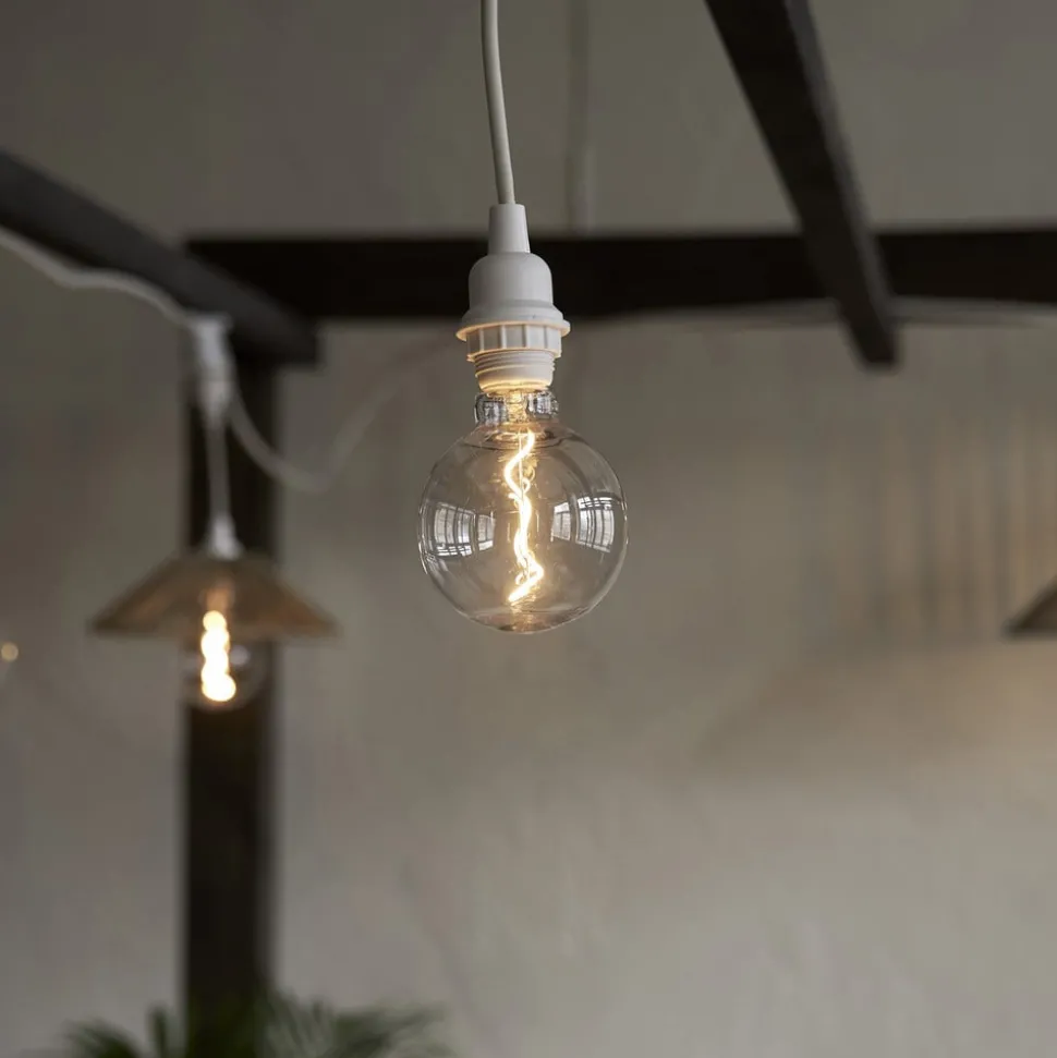 LED bol G95 E27 1W 2.200K met filament-optiek