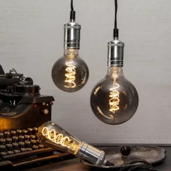 LED bollamp E27 2W G125 Decoled Spiral Smoke