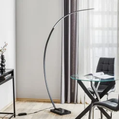 LED boog-vloerlamp Bangkok, mat zwart