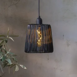 LED buiten hanglamp Twine zwart plastic Ø 15cm batterij