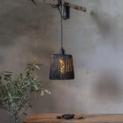LED buiten hanglamp Twine zwart plastic Ø 15cm batterij
