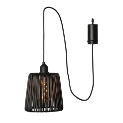 LED buiten hanglamp Twine zwart plastic Ø 15cm batterij