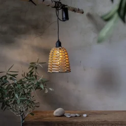 LED buiten hanglamp Twine bruin kunststof Ø 15cm batterij