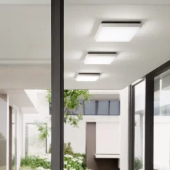 LED buiten plafondlamp Desdy, 24x24 cm, wit