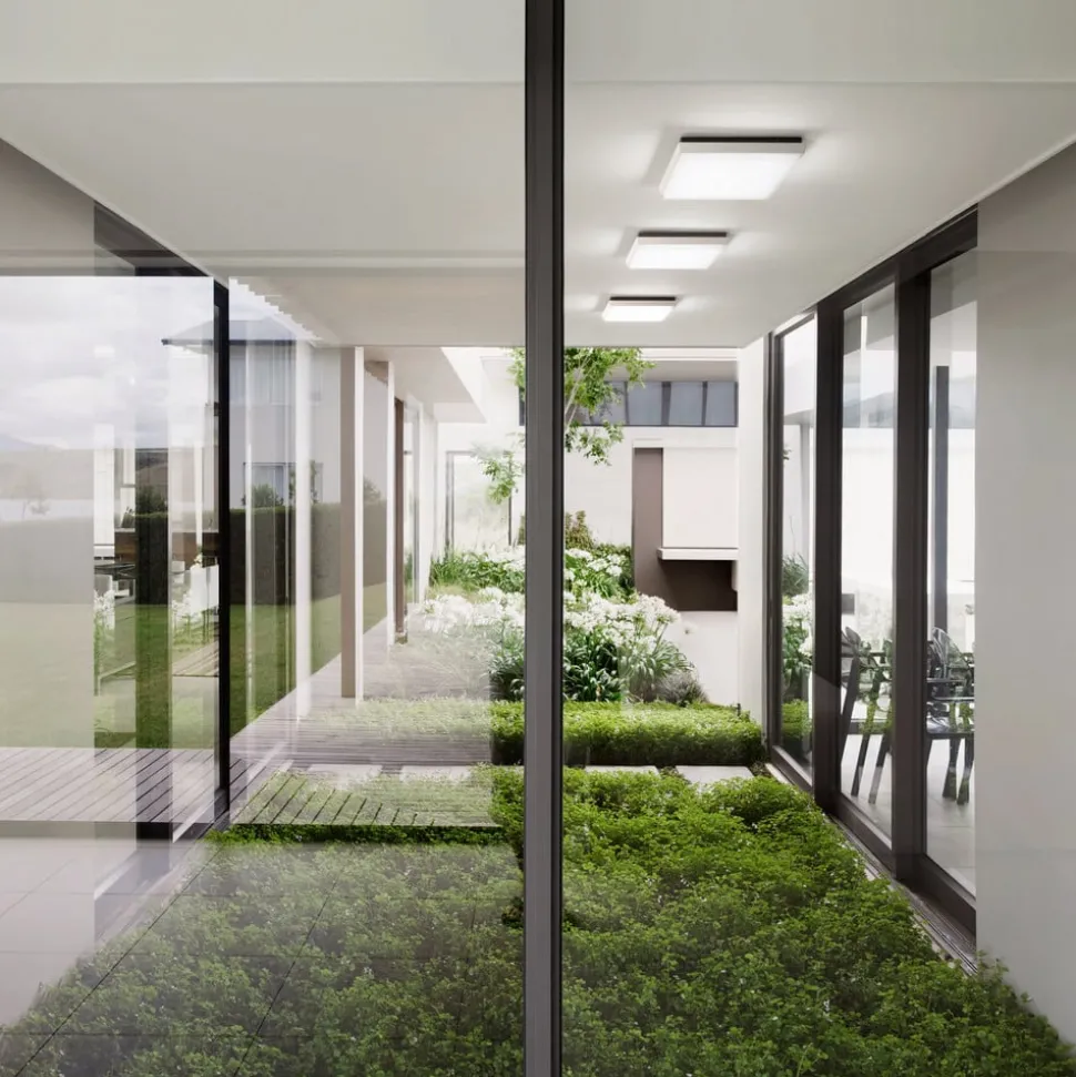 LED buiten plafondlamp Desdy, 30x30 cm, wit