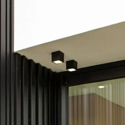 LED buiten plafondlamp Gemini XS, 3.000 K, zwart