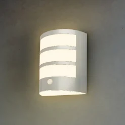 LED buiten wandlamp 3795014, chroomkleurig, sensor, IP44