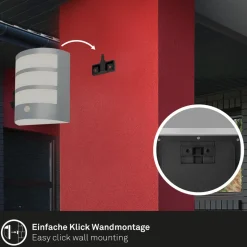 LED buiten wandlamp 3795014, chroomkleurig, sensor, IP44