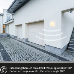 LED buiten wandlamp 3785016 wit bewegingsmelder Ø 17 cm