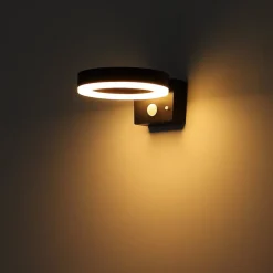 LED buiten wandlamp 36507 zwart, sensor, kunststof