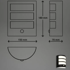 LED buiten wandlamp 3795015, zwart, sensor, IP44