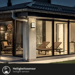 LED buiten wandlamp 3795015, zwart, sensor, IP44