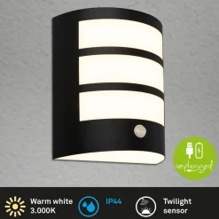 LED buiten wandlamp 3795015, zwart, sensor, IP44