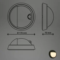 LED buiten wandlamp 3785015 zwart bewegingsmelder 17cm