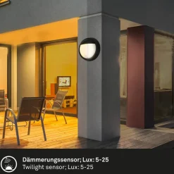 LED buiten wandlamp 3785015 zwart bewegingsmelder 17cm