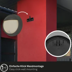 LED buiten wandlamp 3785015 zwart bewegingsmelder 17cm