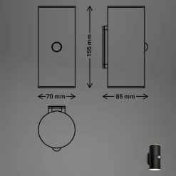 LED buiten wandlamp 3787015, zwart, sensor, omhoog/omlaag