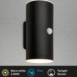 LED buiten wandlamp 3787015, zwart, sensor, omhoog/omlaag