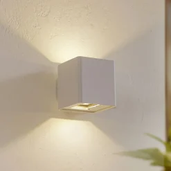 LED buiten wandlamp Aaron, wit, IP54, omhoog/omlaag