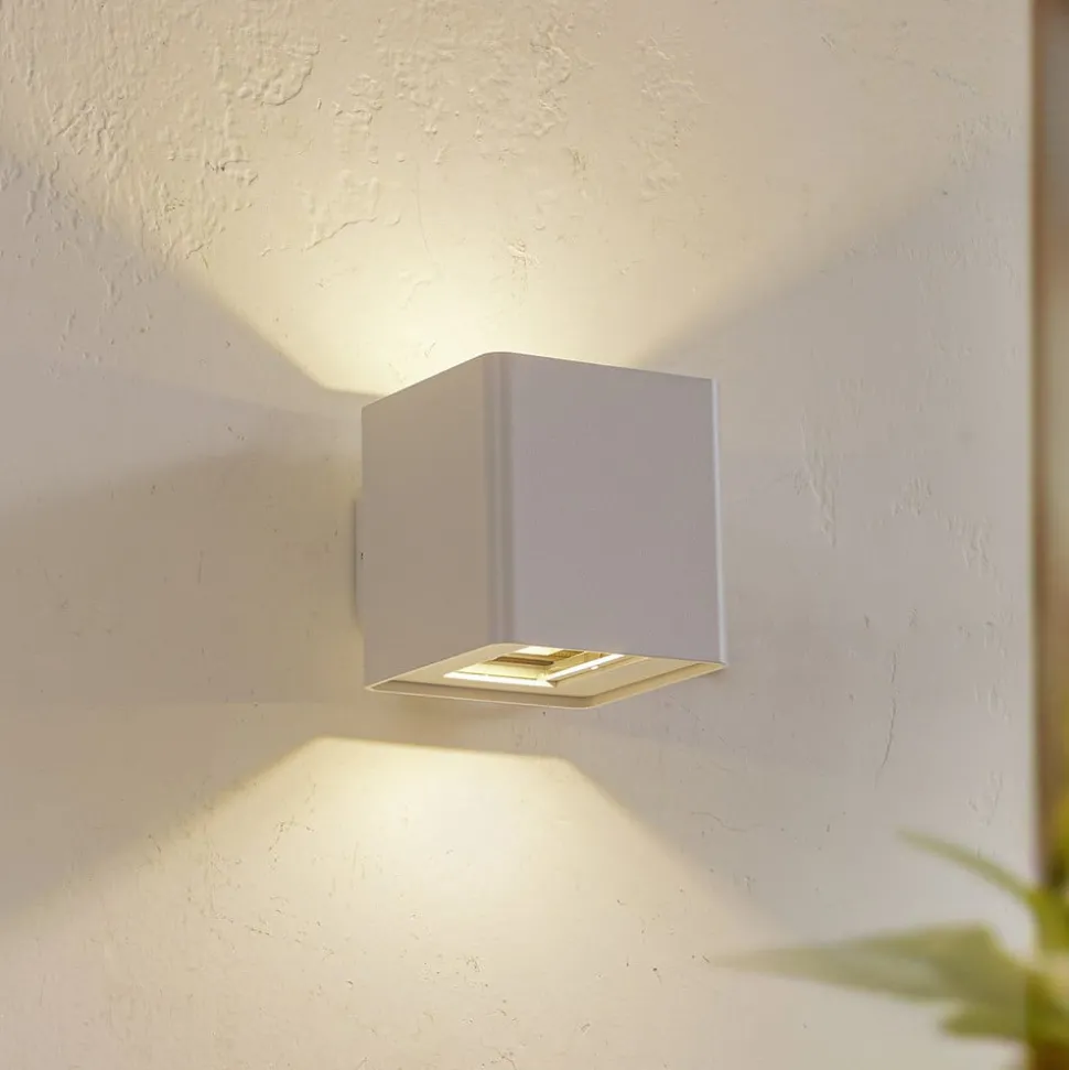 LED buiten wandlamp Aaron, wit, IP54, omhoog/omlaag