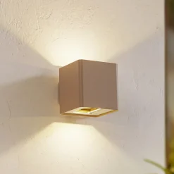 LED buiten wandlamp Aaron, beige, IP54, omhoog/omlaag