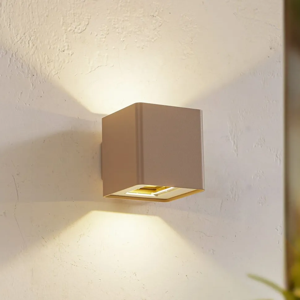 LED buiten wandlamp Aaron, beige, IP54, omhoog/omlaag