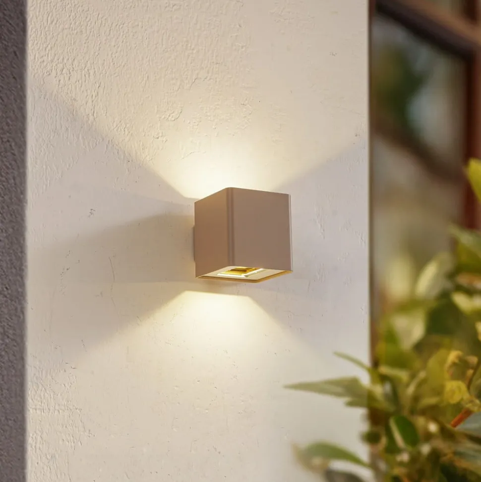 LED buiten wandlamp Aaron, beige, IP54, omhoog/omlaag