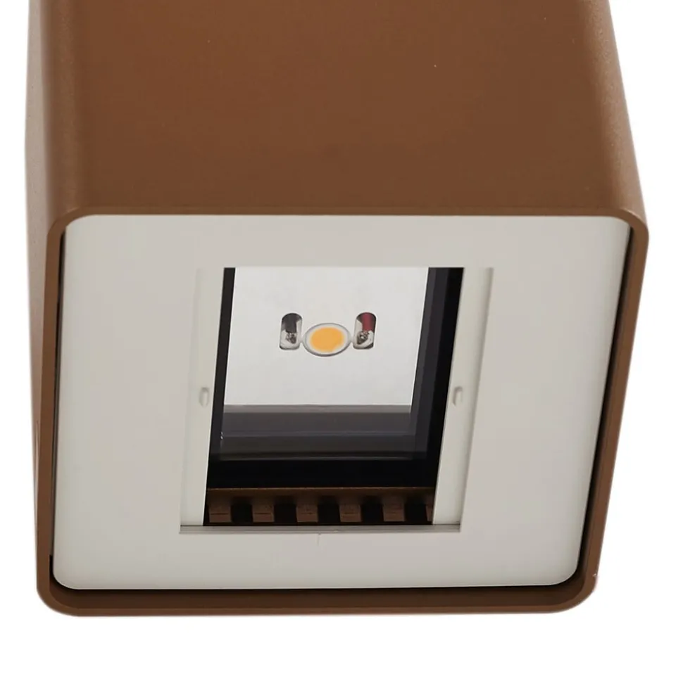 LED buiten wandlamp Aaron, bruin, IP54, omhoog/omlaag