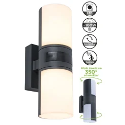 LED buiten wandlamp Cyra, 2-lamps, sensor