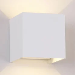 LED buiten wandlamp Davos hoekig, aan/uit, wit