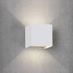 LED buiten wandlamp Davos hoekig, aan/uit, wit