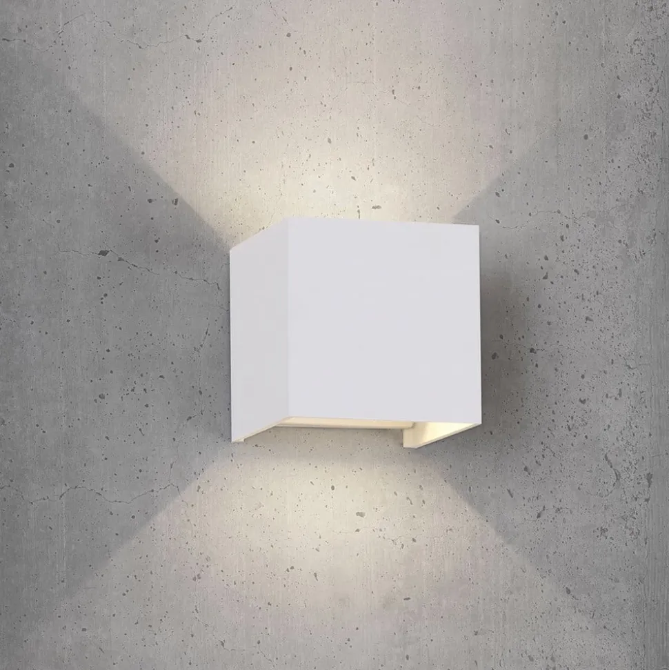 LED buiten wandlamp Davos hoekig, aan/uit, wit