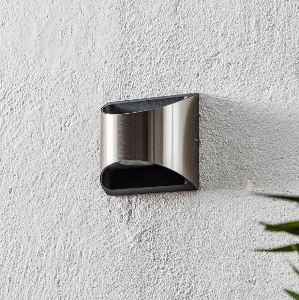 LED buiten wandlamp Dodd, halfrond, roestvrij staal