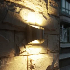 LED buiten wandlamp Dodd, halfrond, roestvrij staal