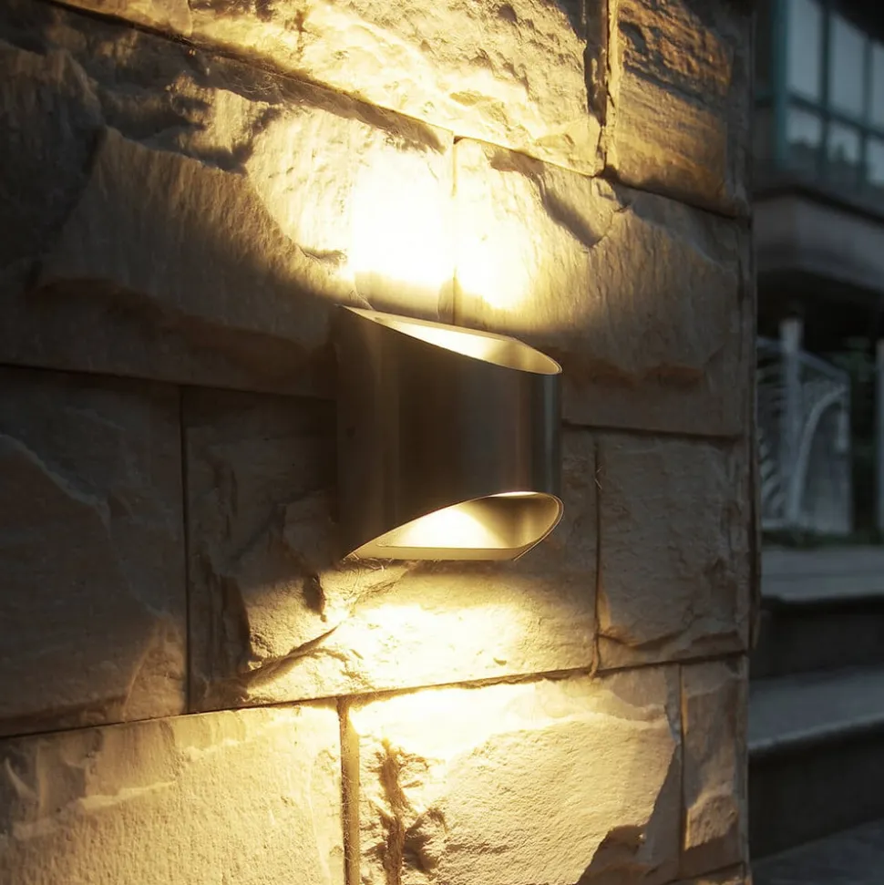 LED buiten wandlamp Dodd, halfrond, roestvrij staal