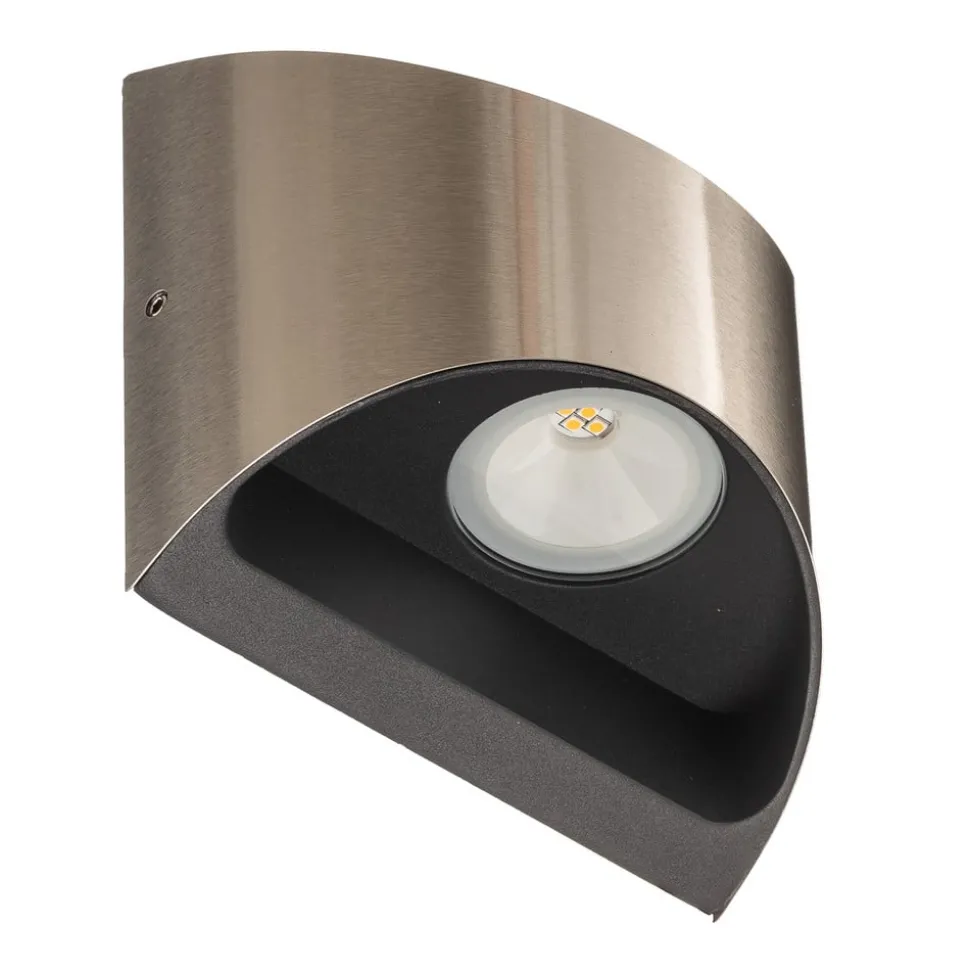 LED buiten wandlamp Dodd, halfrond, roestvrij staal