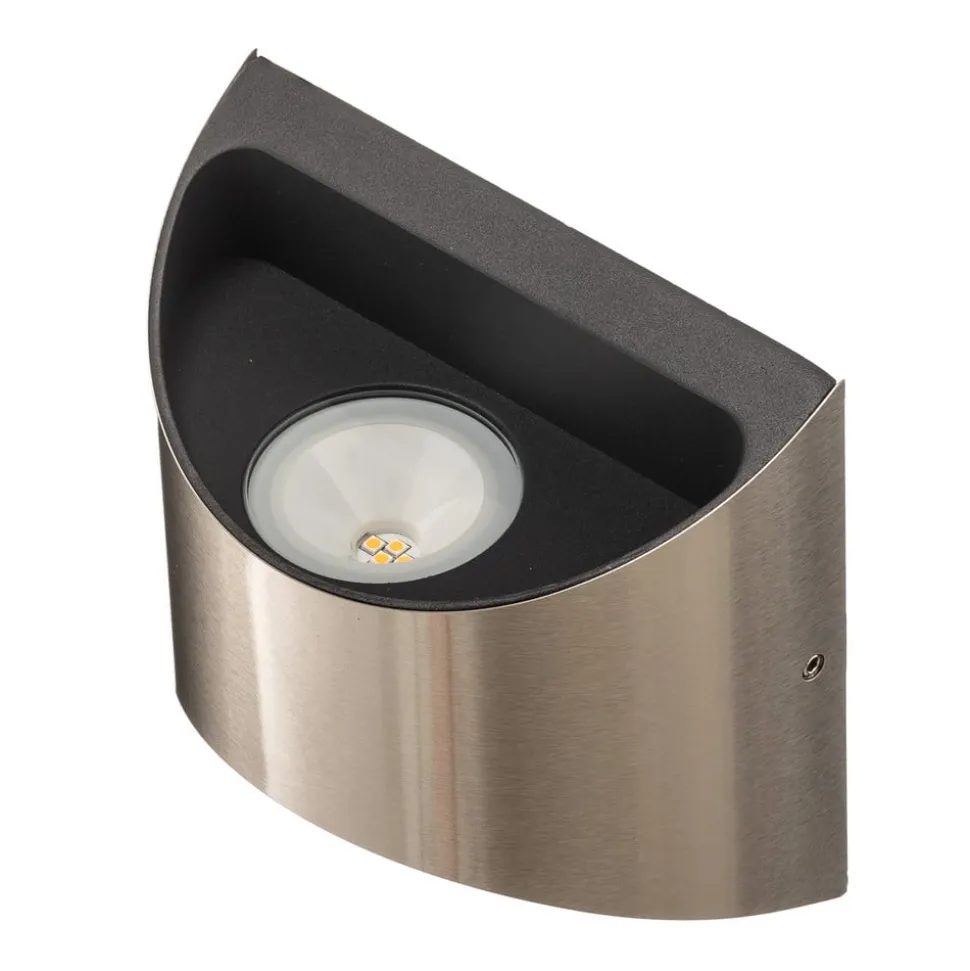 LED buiten wandlamp Dodd, halfrond, roestvrij staal