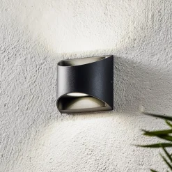 LED buiten wandlamp Dodd, halfrond, antraciet