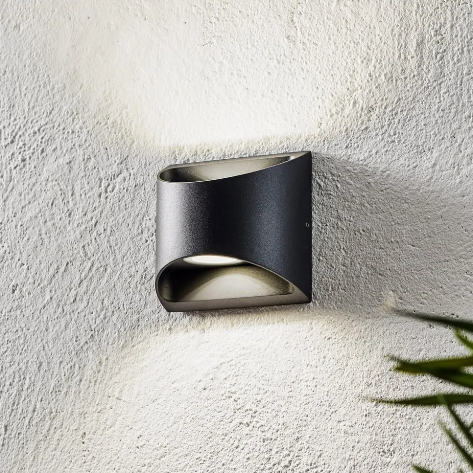 LED buiten wandlamp Dodd, halfrond, antraciet