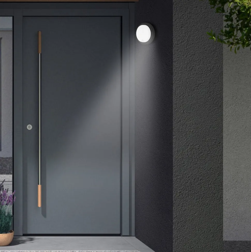 LED buiten wandlamp Dortmund Ø17cm zwart