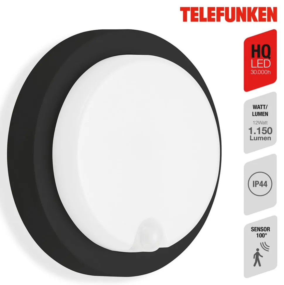 LED buiten wandlamp Dortmund Ø17cm zwart